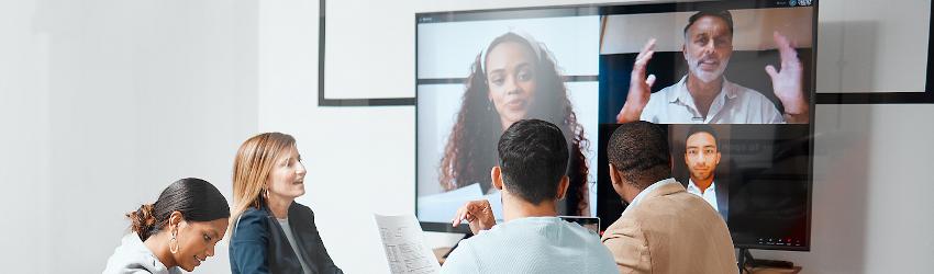 Global colleagues having a teleconference